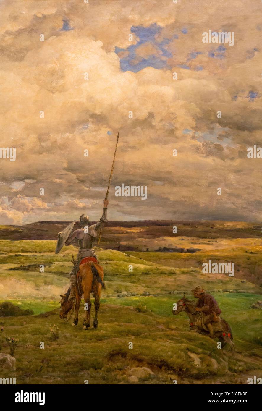 Don Quixote by French artist Adrien Demont, 1851 - 1928.  On display at the National Gallery of Victoria, Melbourne, Victoria, Australia. Stock Photo