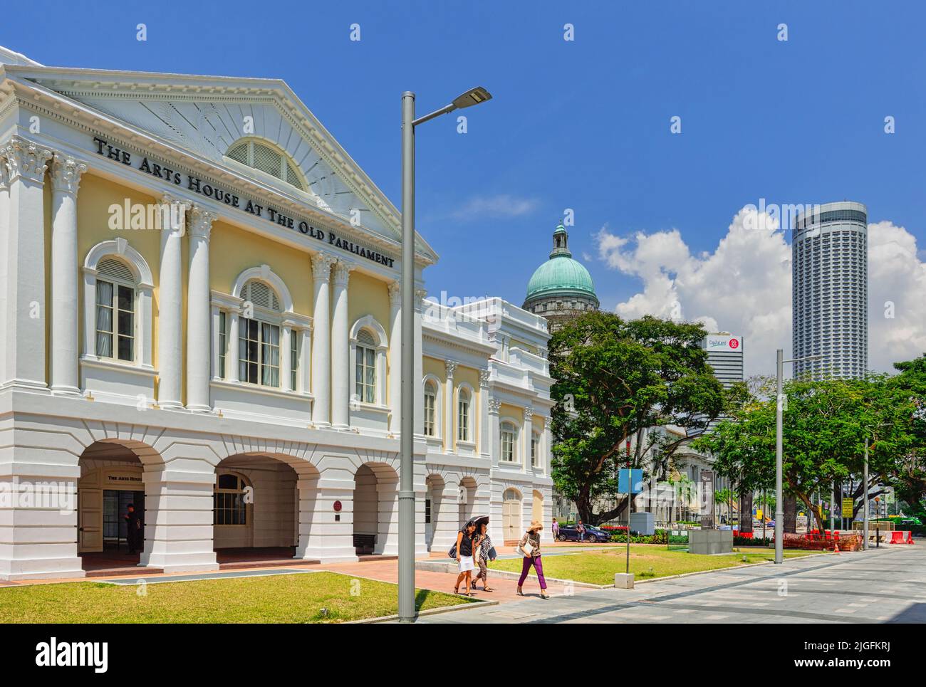 The Arts House at the Old Parliament, Republic of Singapore.  The Arts House bills itself as the home of the literary arts in Singapore.  It is housed Stock Photo