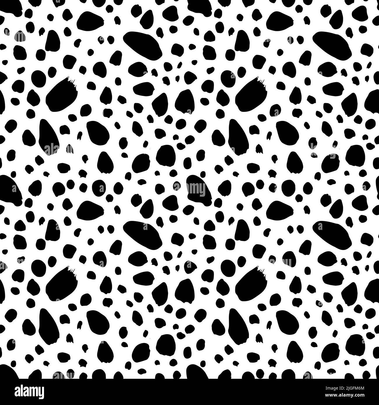 Black uneven specks, spots, blobs seamless pattern Stock Vector