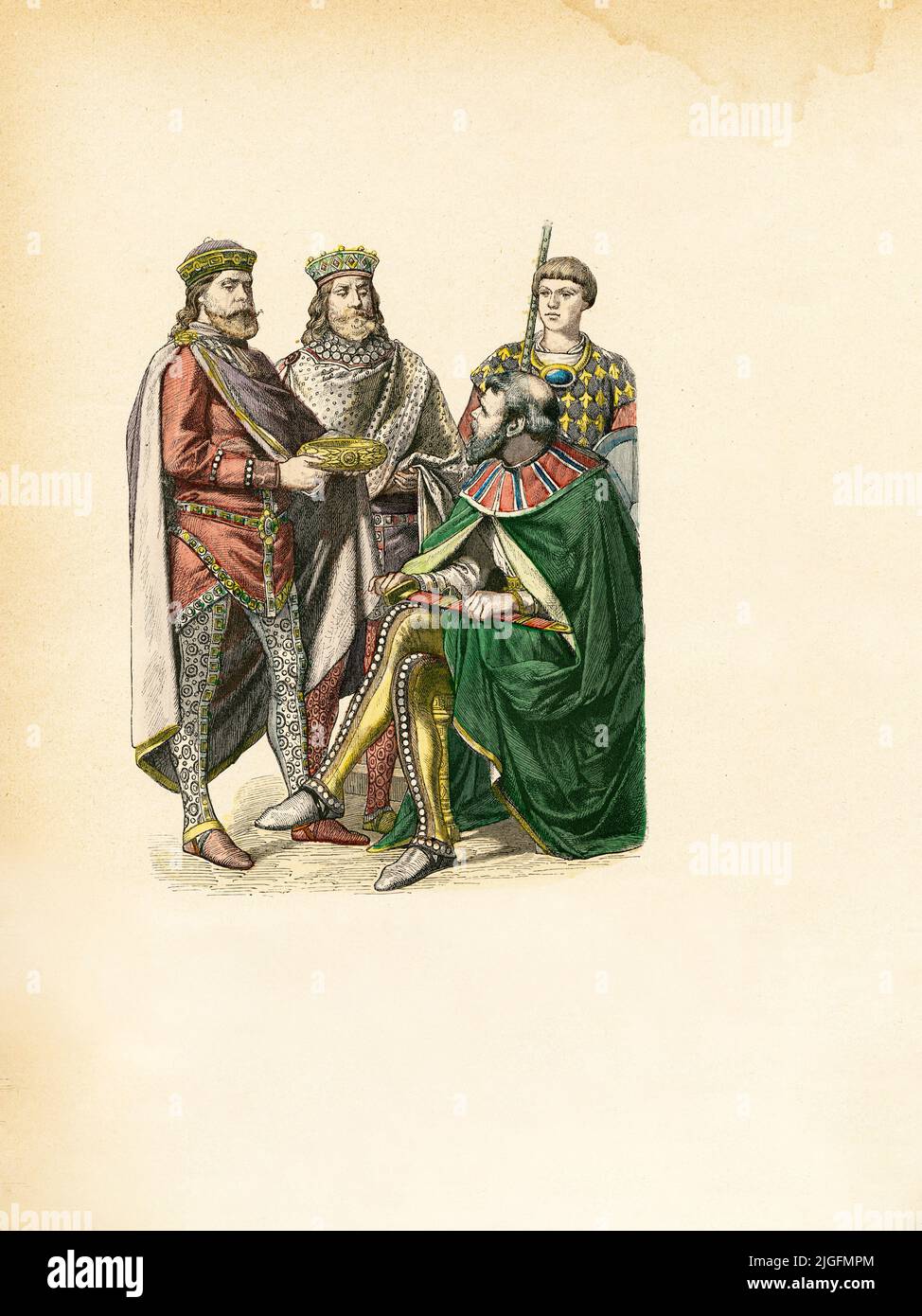 Noblemen, Byzantine Empire, early 6th Century, Illustration, The History of Costume, Braun & Schneider, Munich, Germany, 1861-1880 Stock Photo