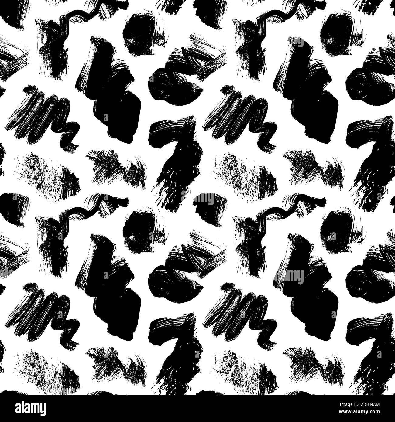 Hand drawn black brush strokes seamless pattern Stock Vector Image ...