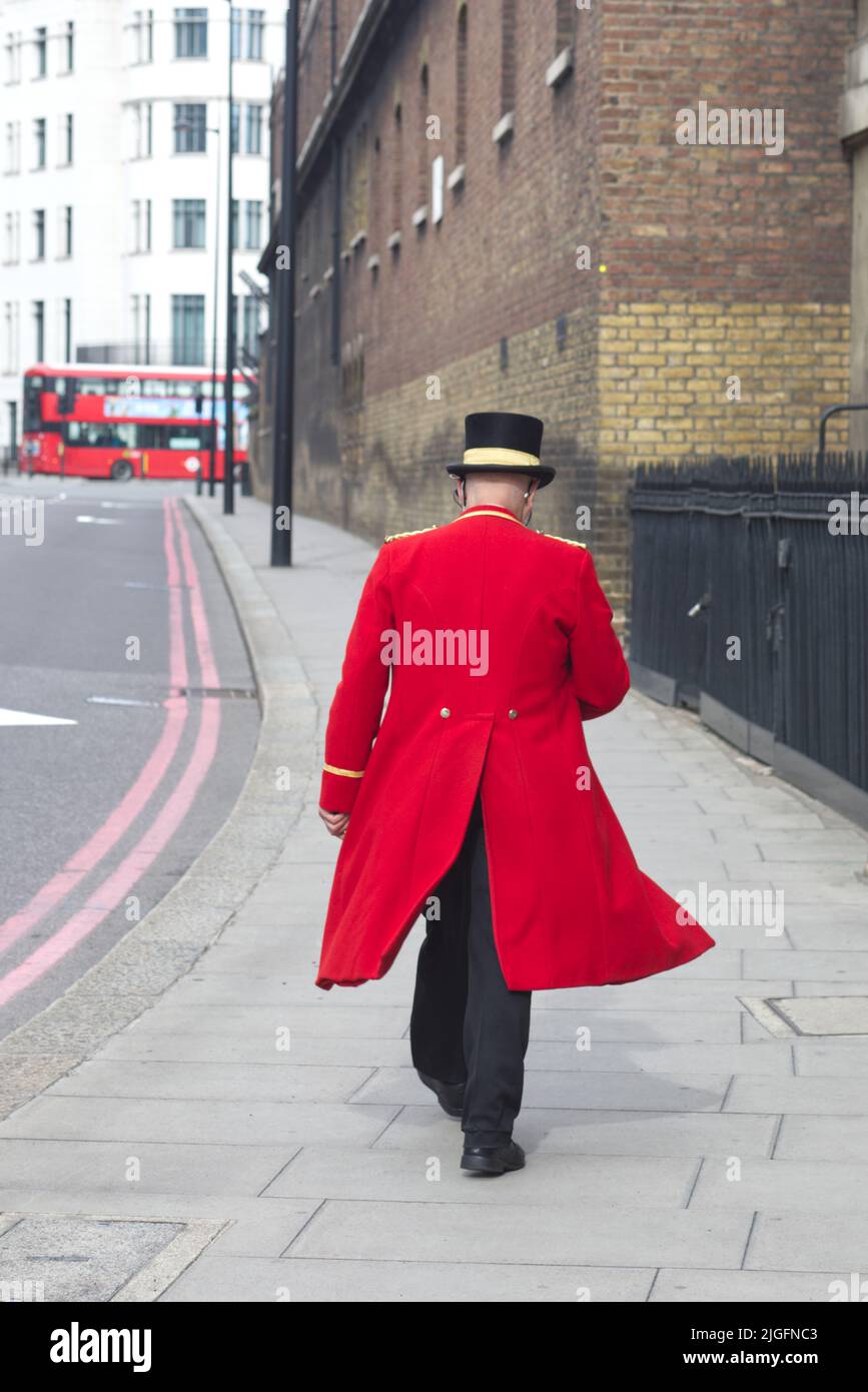 royal guide walking from the royal mews, London Stock Photo