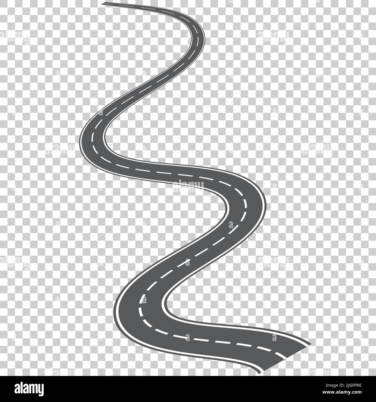 Vector curved road with white markings. Vector illustration Stock Vector