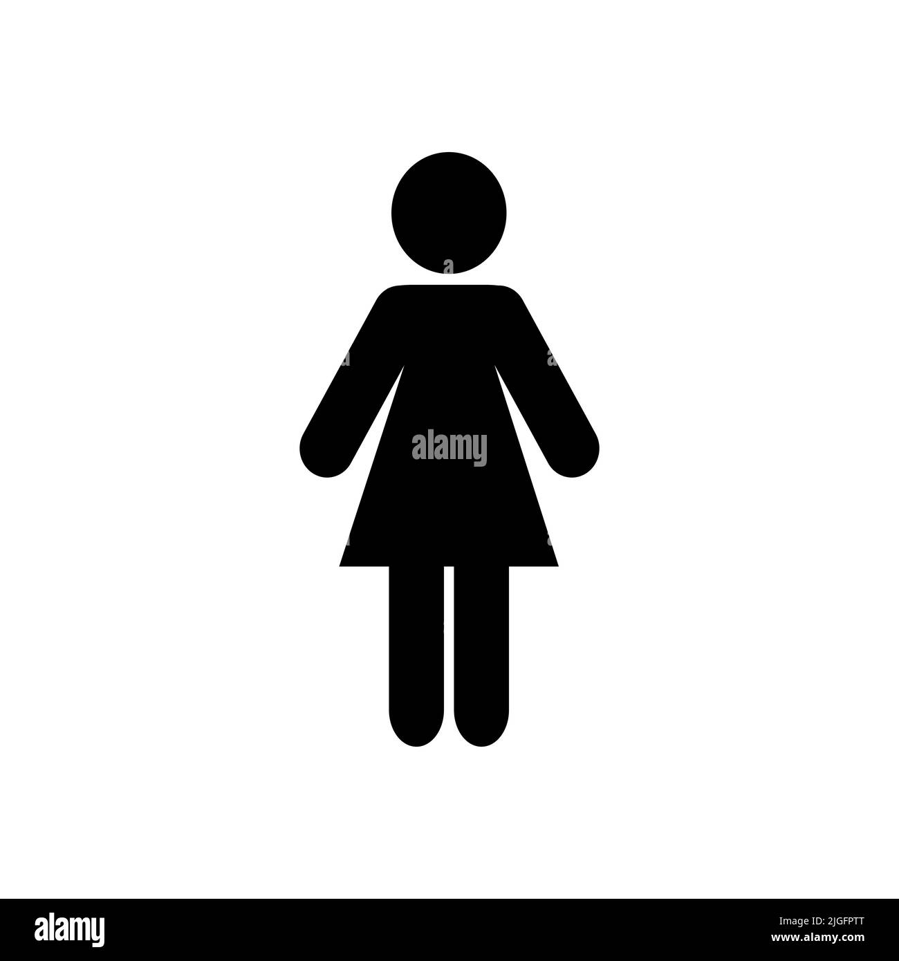 Woman icon. Lady rest room sign. Vector illustration. Black silhouette isolated on white background Stock Vector