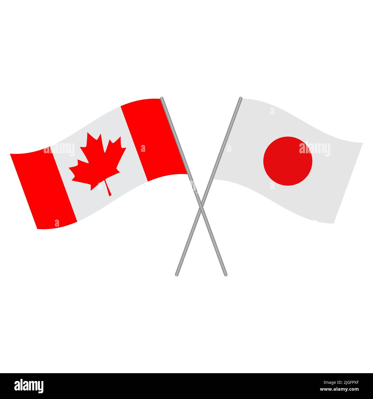Japanese and Canadian flags vector isolated on white background Stock Vector