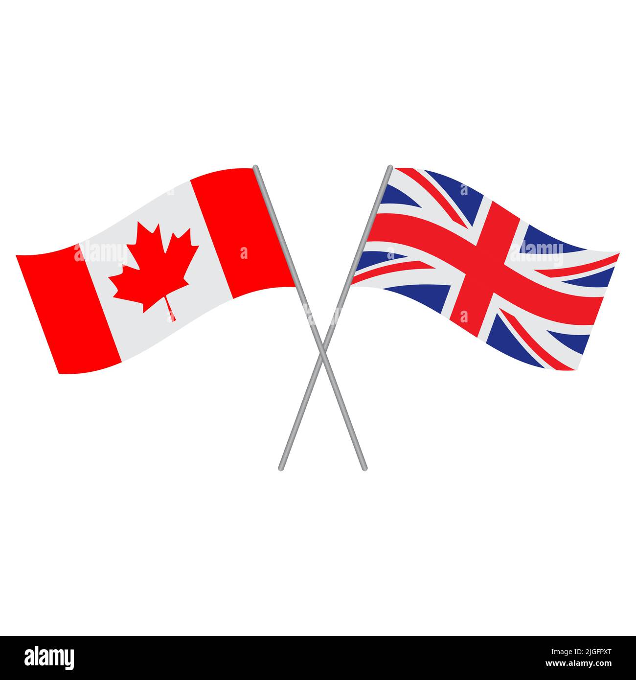 British and Canadian flags vector isolated on white background Stock Vector
