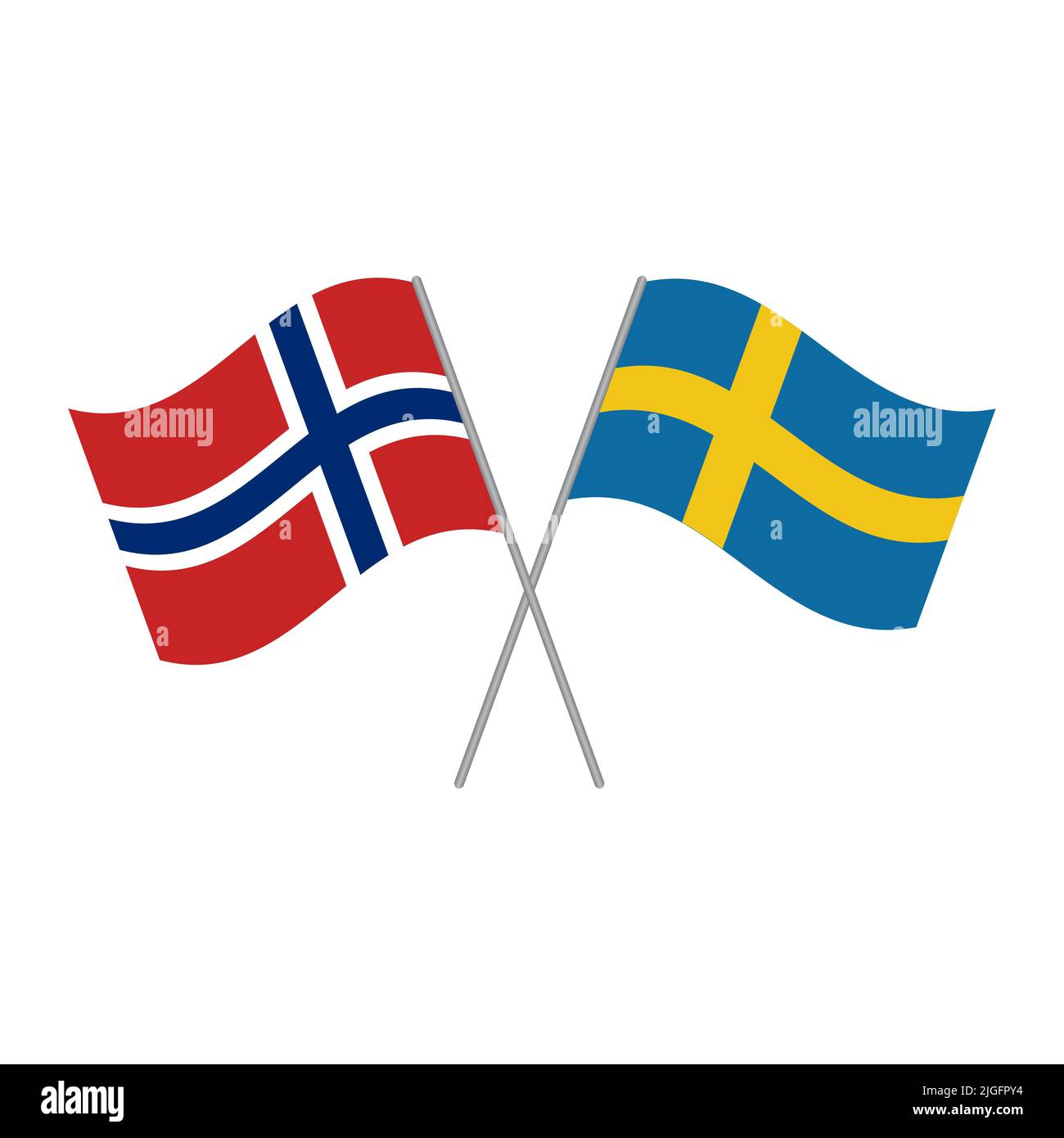 Swedish and Norwegian flags vector isolated on white background Stock Vector