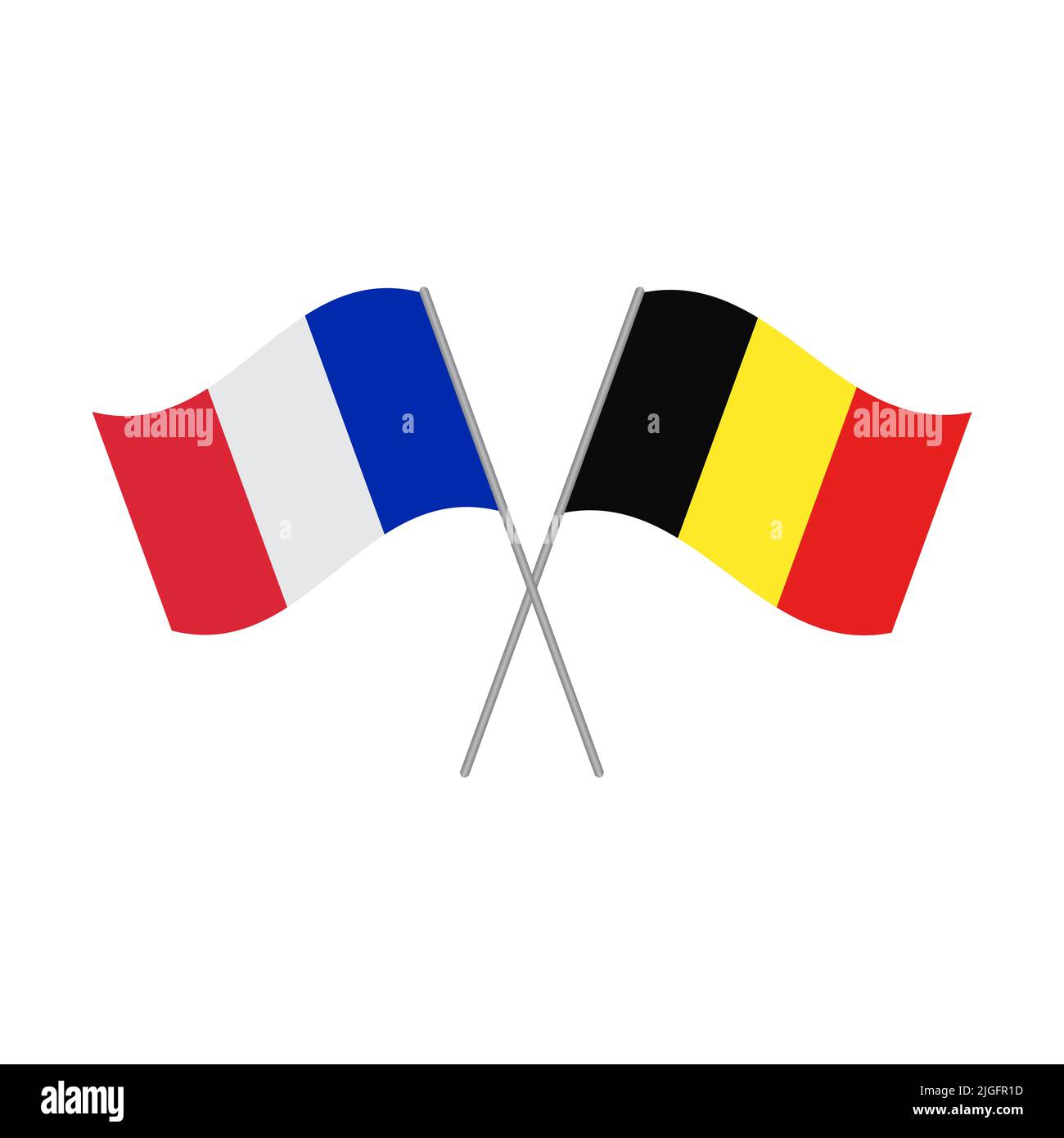 France and Belgium flags vector isolated on white background Stock Vector