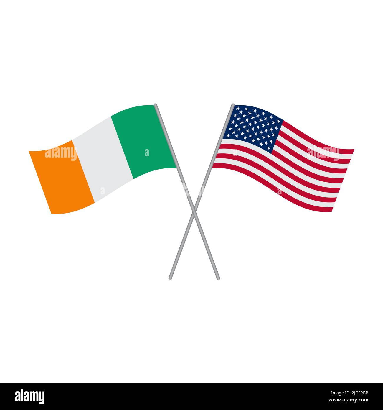 American and Irish flags vector isolated on white background Stock Vector