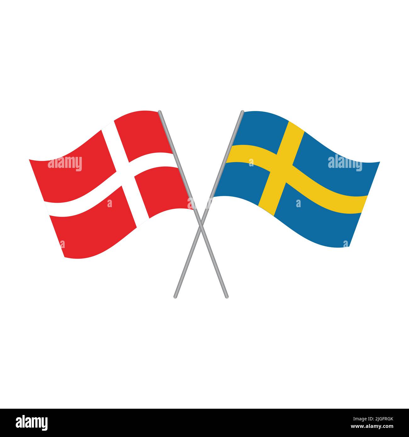 Danish and Swedish flags vector isolated on white background Stock Vector
