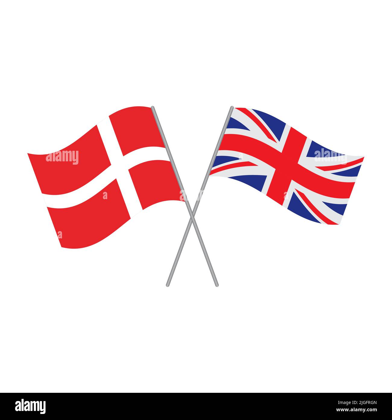 British and Danish flags vector isolated on white background Stock Vector