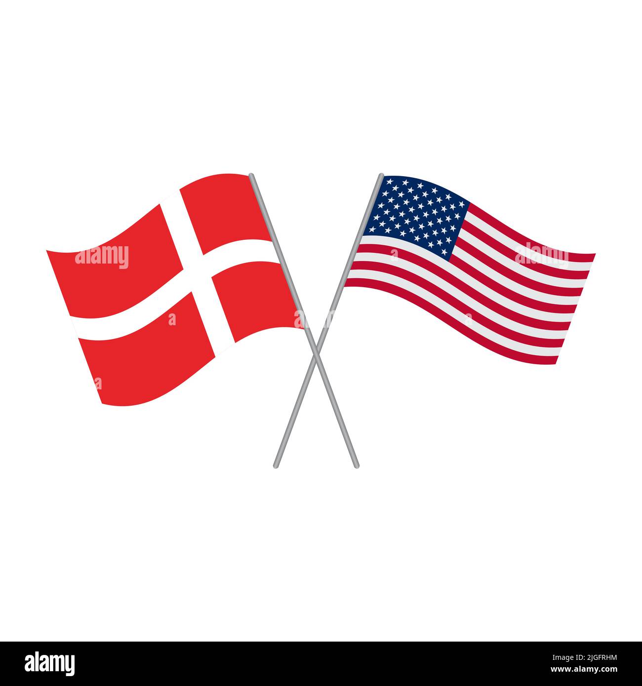 American and Danish flags vector isolated on white background Stock Vector