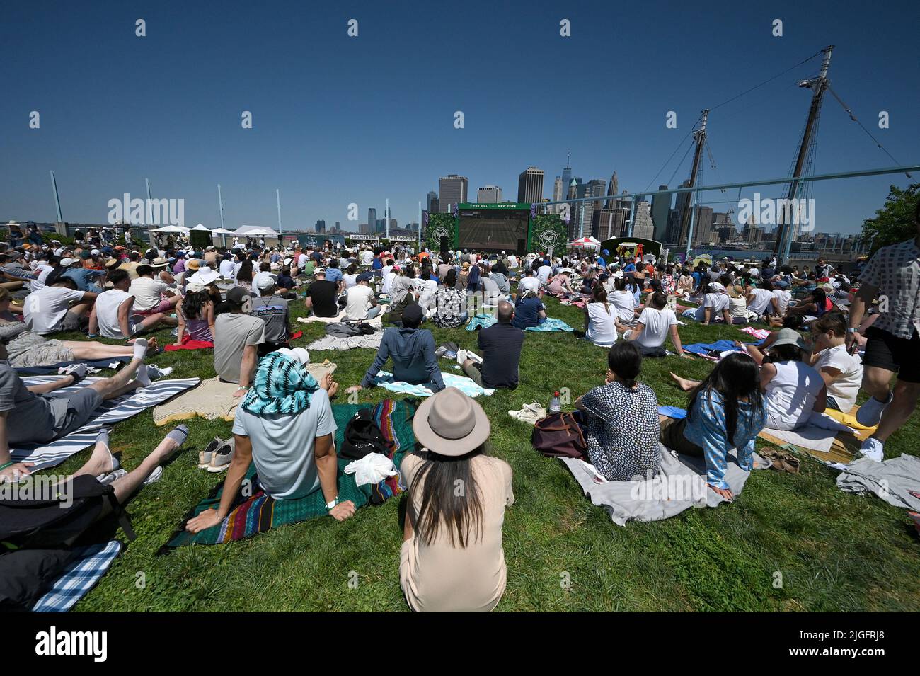 New York, USA. 10th July, 2022. From a section of Pier 6 in Brooklyn Bridge Park called “The