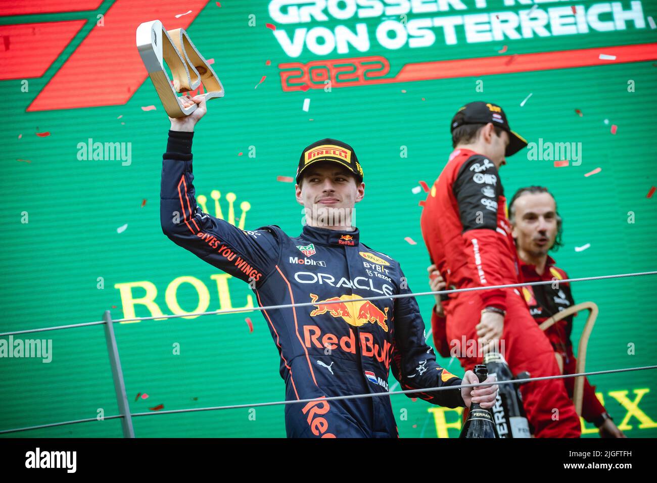 SPIELBERG, Austria. 10th July, 2022. PODIUM, Max VERSTAPPEN, PODIUM ...