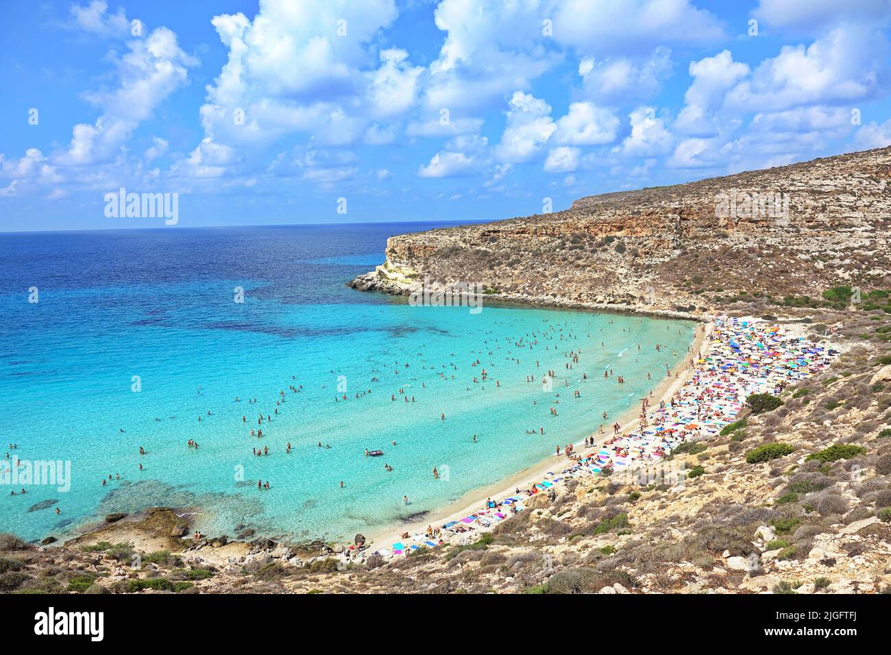 View Of The Most Famous Sea Place Of Lampedusa Rabbits Beach Or view-of-the-most-famous-sea-place-of-lampedusa-rabbits-beach-or