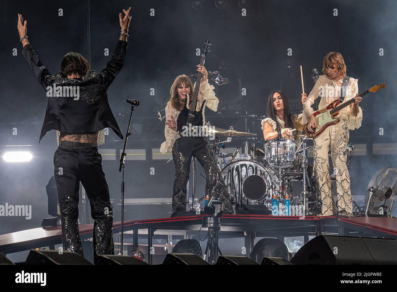 T-Shirt Maneskin Live At Circo Massimo 2022 Faces - Officiel Rock Unisexe