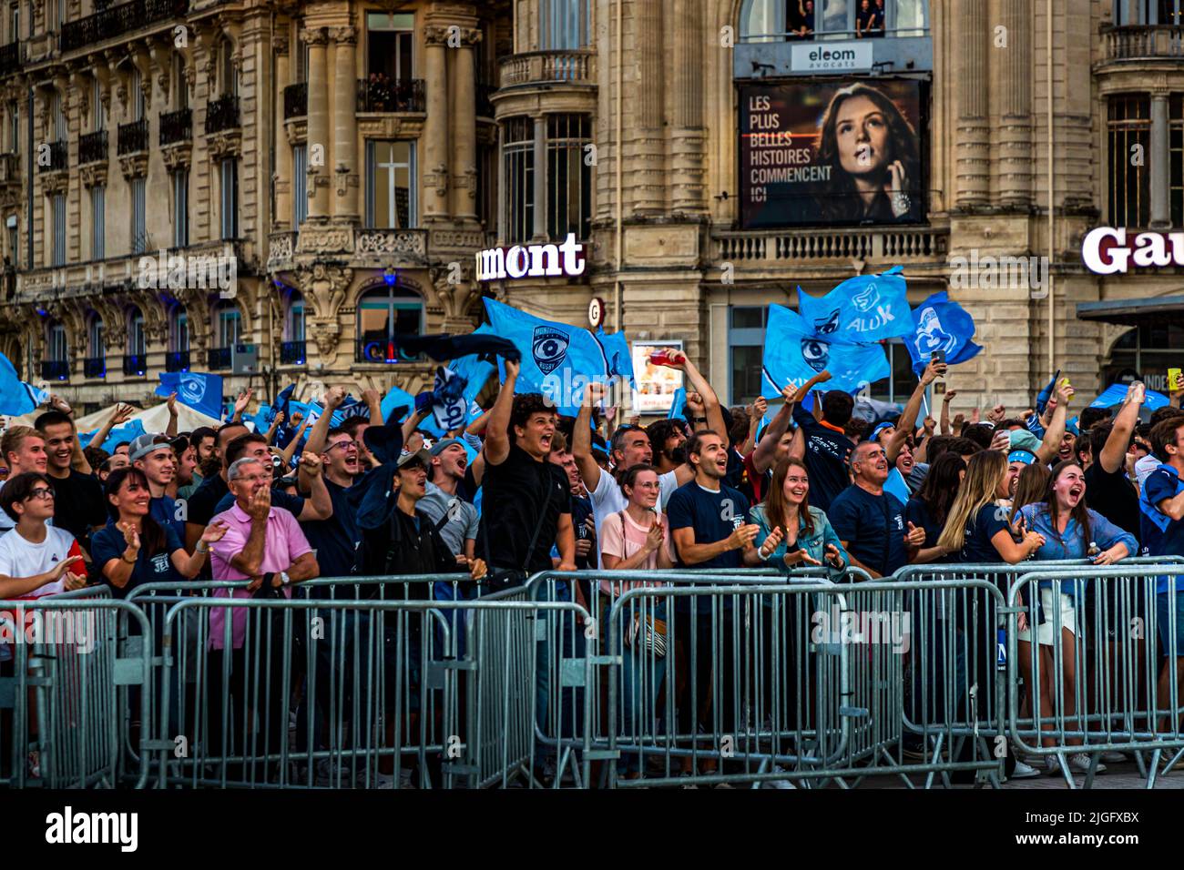 Montpellier celebrates the French Rugby Championship 2022 on the Place de la Comédie Stock Photo