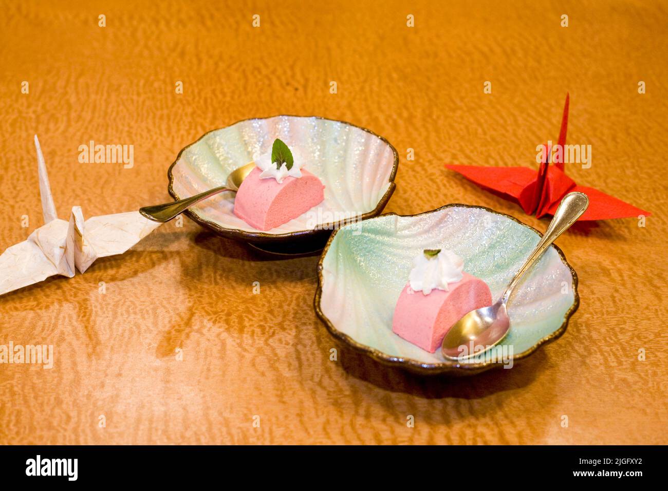 Dessert origami cranes restaurant Japan Stock Photo Alamy