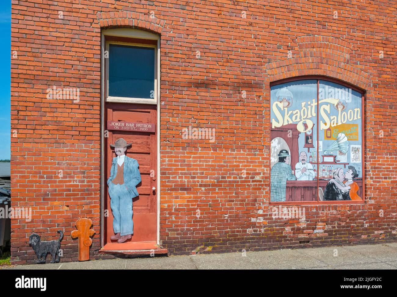 Washington, Anacortes, downtown, A. Olson Building built 1902, historic Skagit Saloon site Stock Photo