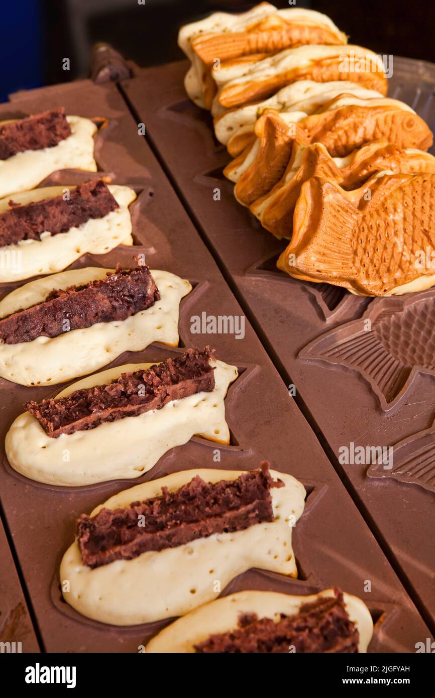 Fish shaped snacks w sweet bean paste Tokyo Japan Stock Photo Alamy