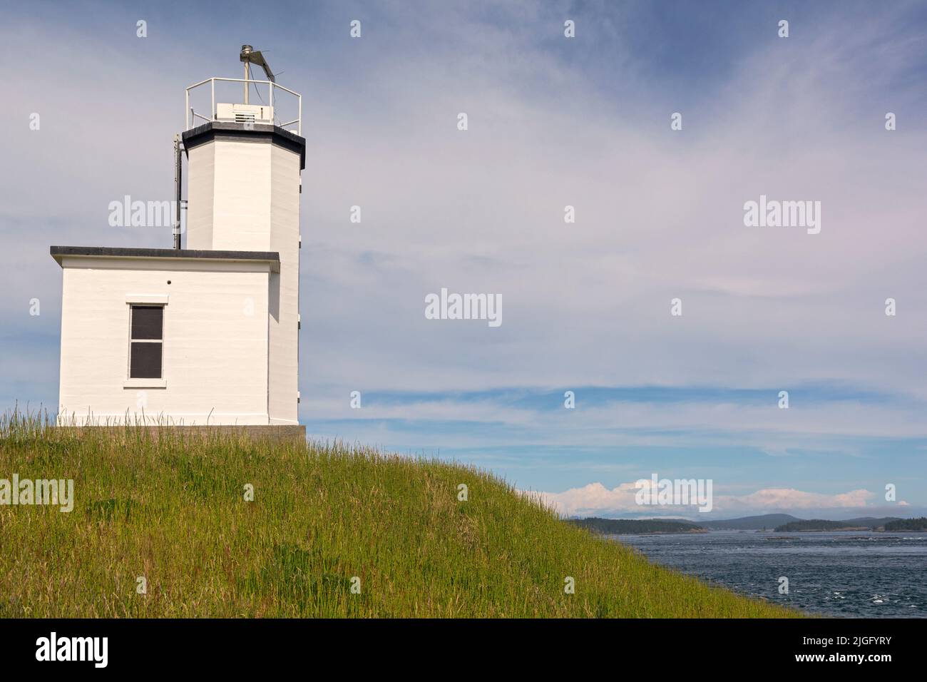 Washington, San Juan Islands, Strait of Juan de Fuca, Cattle Point Lighthouse Stock Photo