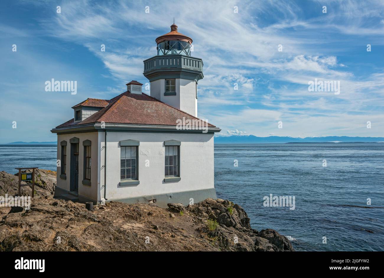 Washington, San Juan Island, Lime Kiln Point State Park, Lighthouse Stock Photo