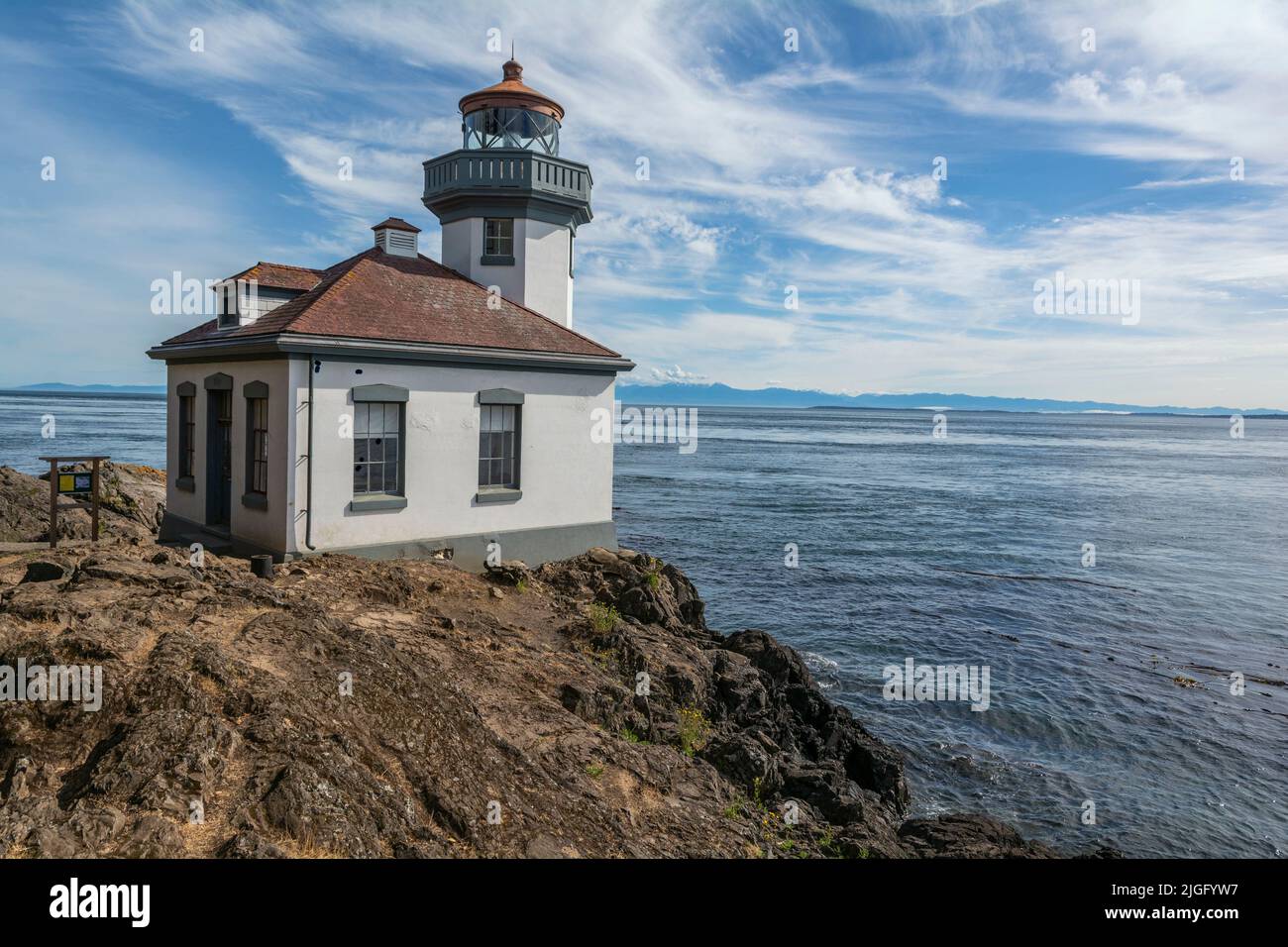 Washington, San Juan Island, Lime Kiln Point State Park, Lighthouse Stock Photo