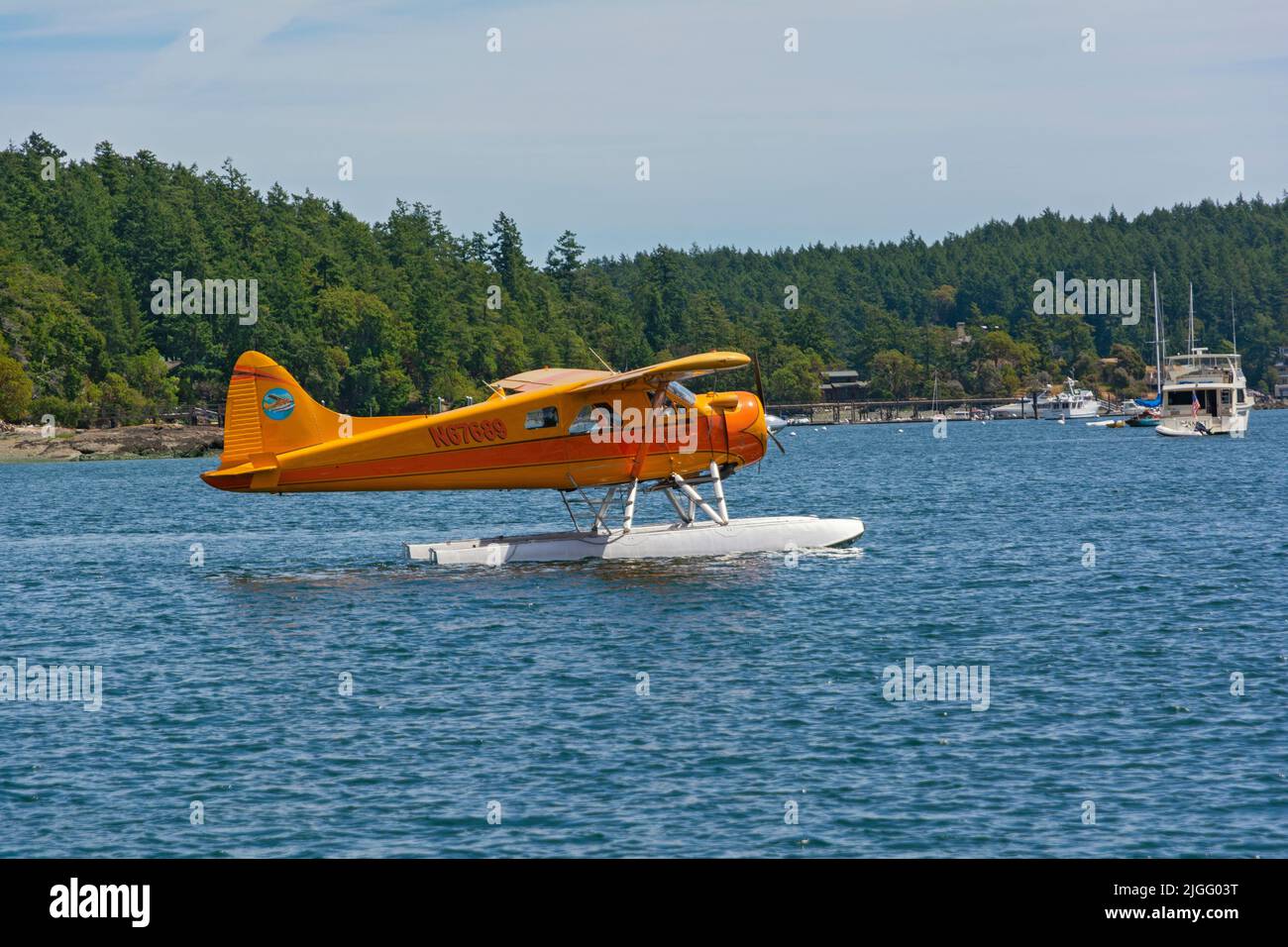 Washington, San Juan Island, Friday Harbor, de Havilland Canada DHC-2 Beaver, float plane Stock Photo
