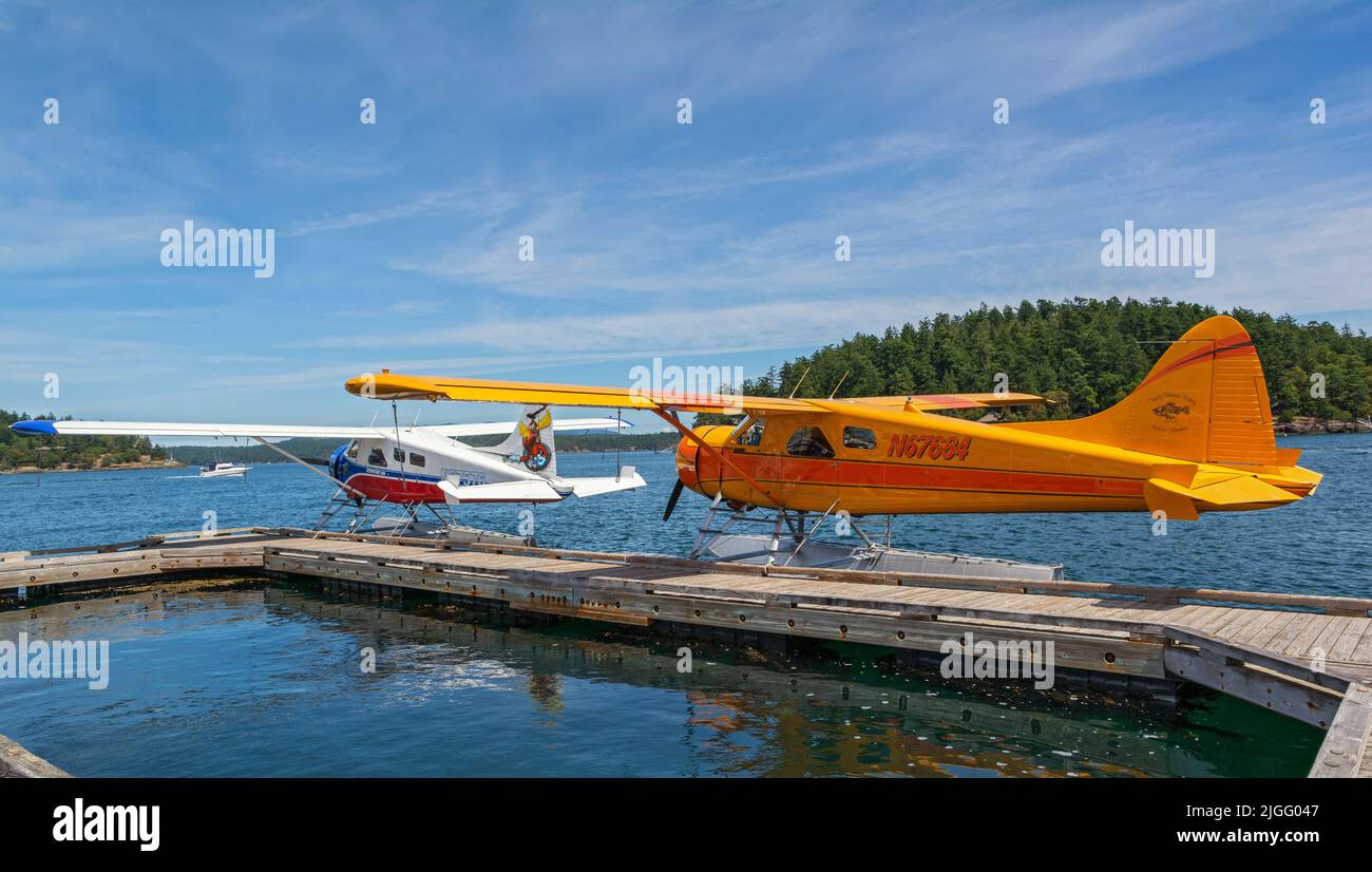 Washington, San Juan Island, Friday Harbor, de Havilland Canada DHC-2 Beaver, float planes Stock Photo