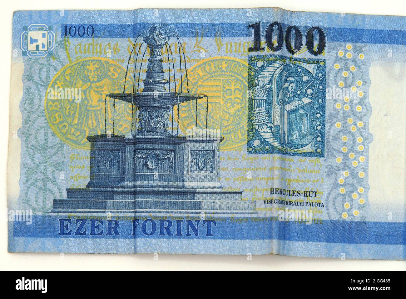 thousand HUF banknote (1998-), hungarian forint, the Hercules Fountain from the Castle of Visegrád, Hungary, Magyarország, Europe Stock Photo