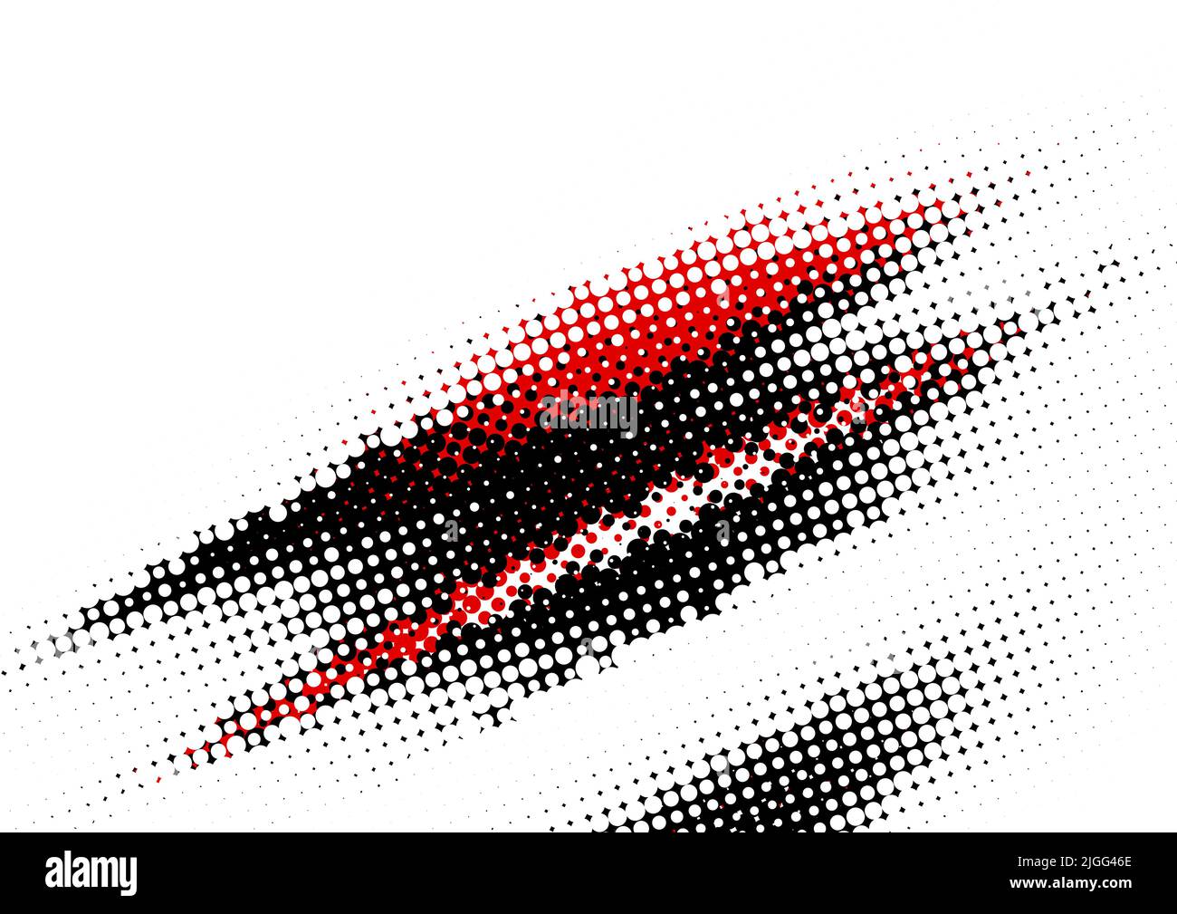 Abstract red and black dotted pattern with halftone effect on white background. Vector graphics Stock Vector