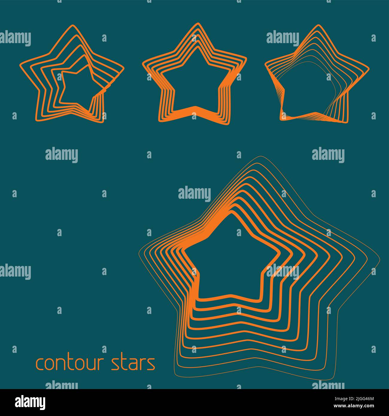 Set of abstract simple outline stars on a sherpa blue background. Vector Stock Vector