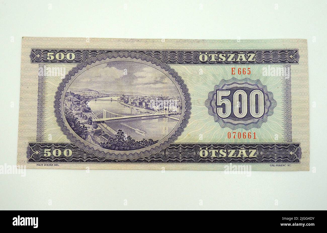 old five hundred HUF banknote (1969-1999), view of Budapest, hungarian forint, Hungary, Magyarország, Europe Stock Photo