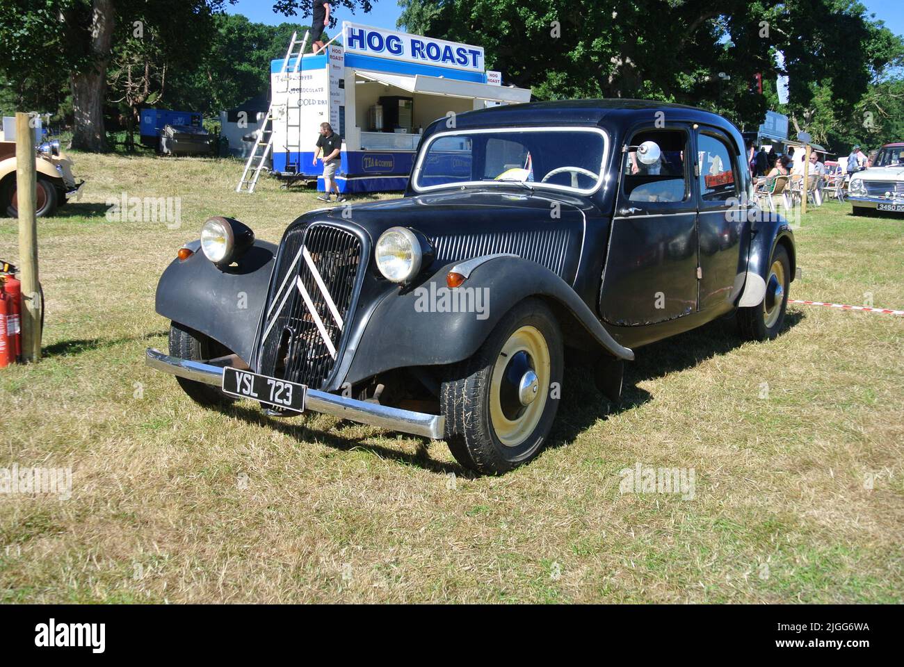 A 1955 Citroen Normale 11B parked on display at the 47th Historic Vehicle Gathering, Powderham, Devon, England, UK. Stock Photo