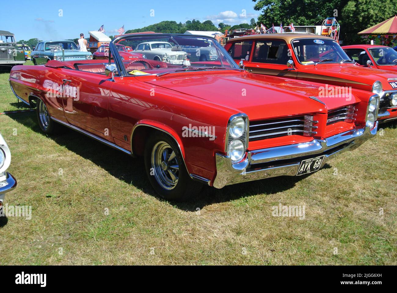 A 1964 Pontiac Parisienne parked on display at the 47th Historic Vehicle Gathering classic car show, Powderham, Devon, England, UK. Stock Photo
