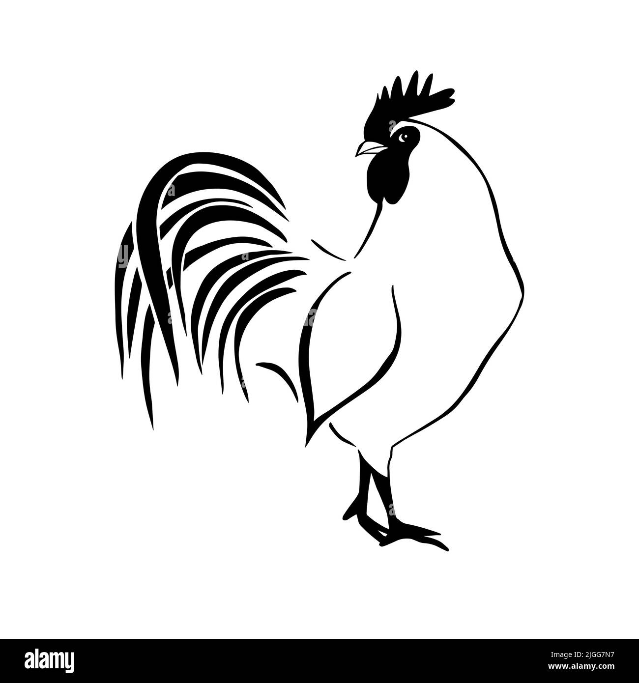 Rooster line. Hand drawn minimalism style. Vector illustration Stock