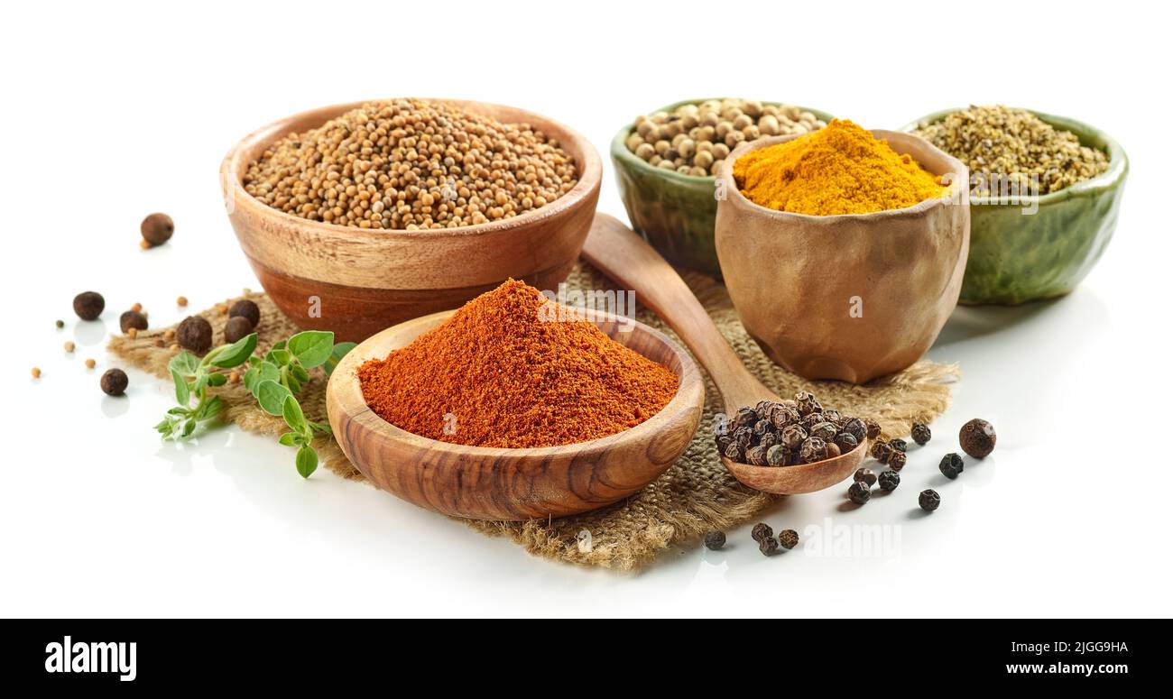 various spices isolated on white background Stock Photo