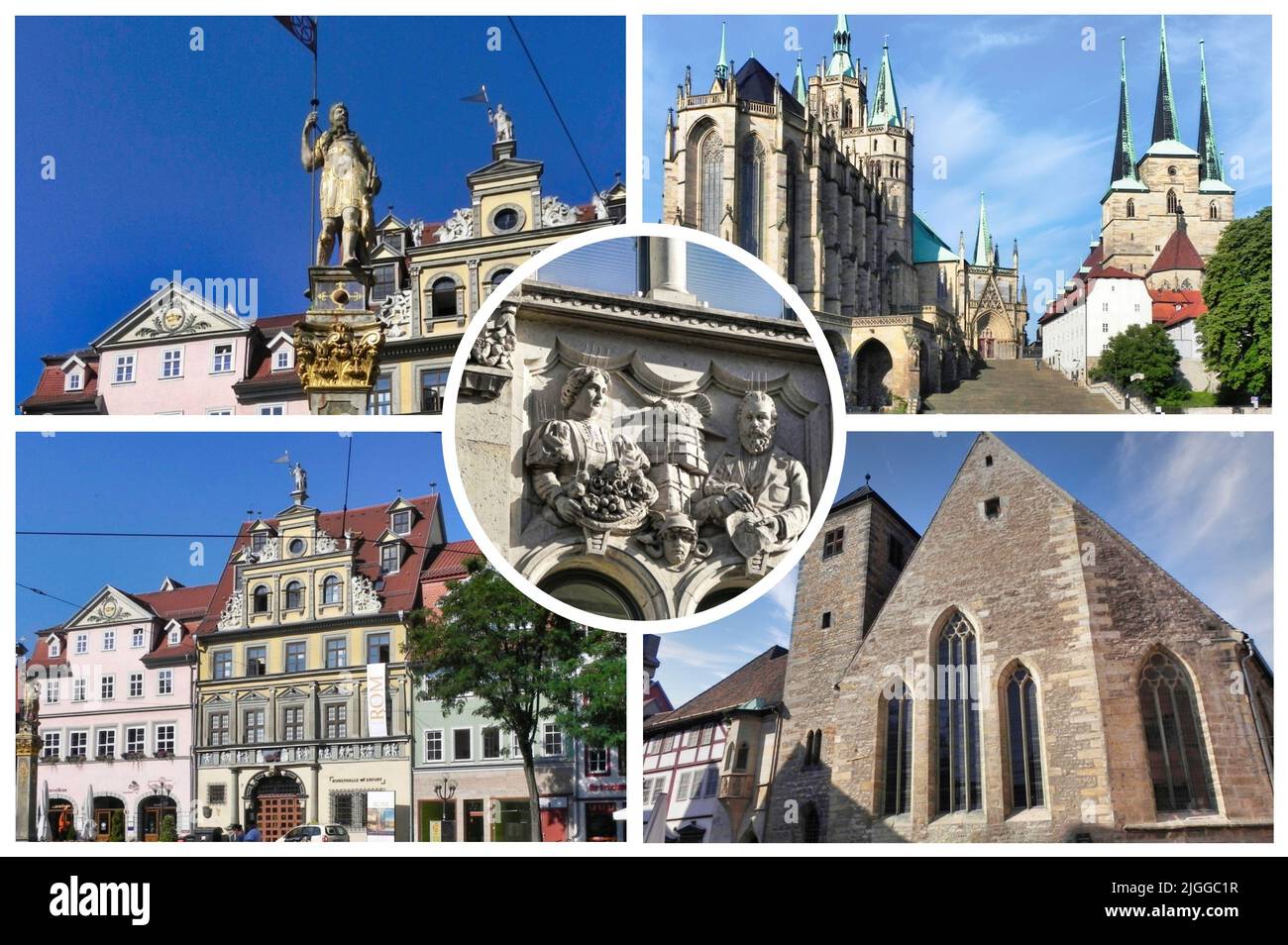 Erfurt is a German suburban city, the capital and major center of Thuringia. It is a university city and the seat of the homonymous Catholic diocese Stock Photo