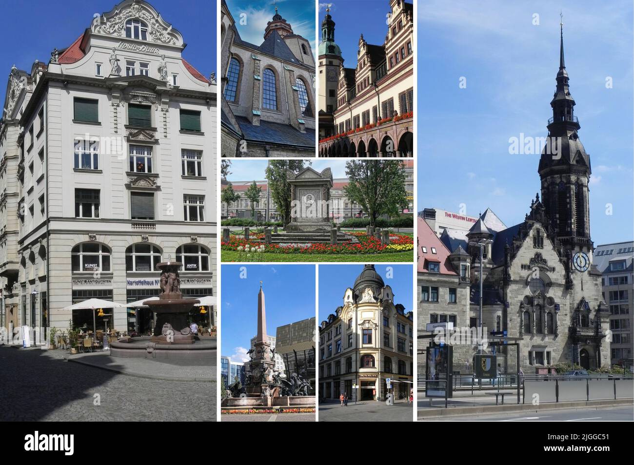 Leipzig is the centre of Germany's cultural life, galleries, museums and concert halls, Romanesque churches and Art Nouveau buildings and old cafés. Stock Photo