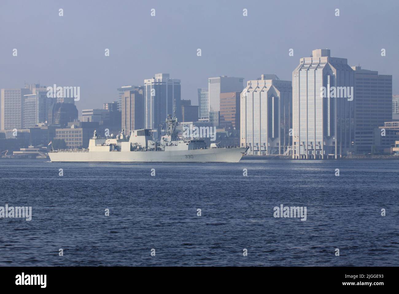 Halifax harbour during summer with ferries and war ships Stock Photo
