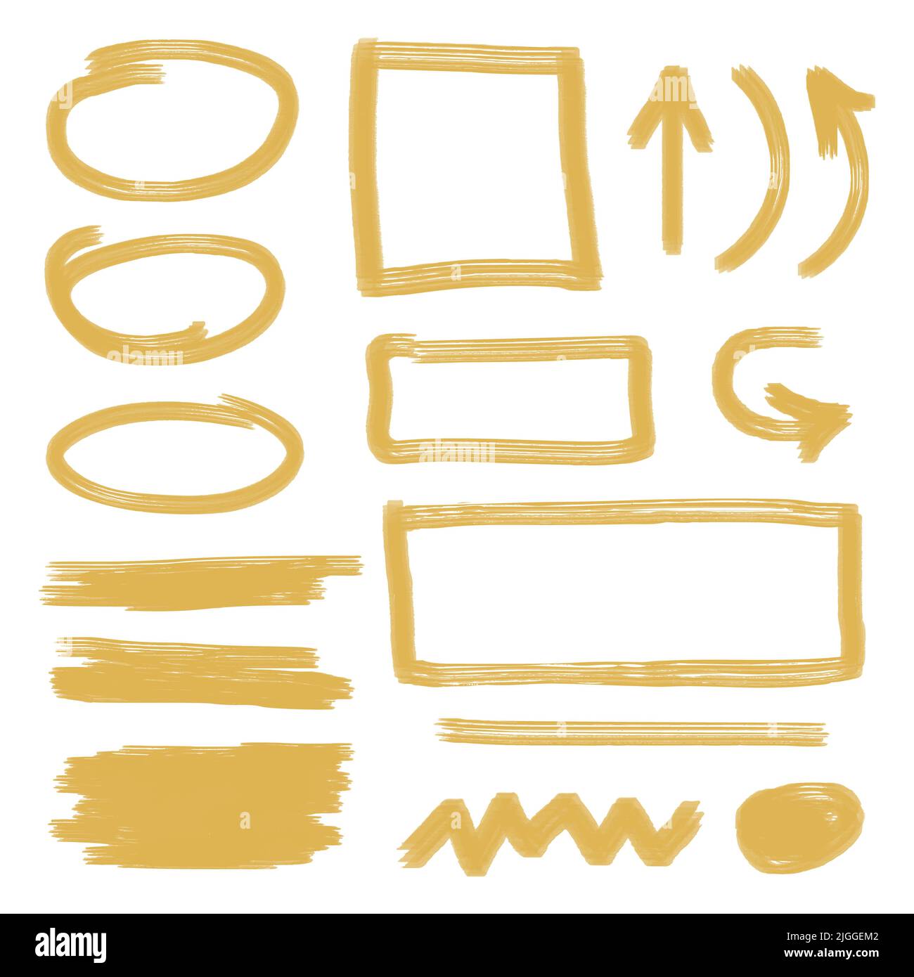 Set of highlighter elements, marker strokes for text accentuation