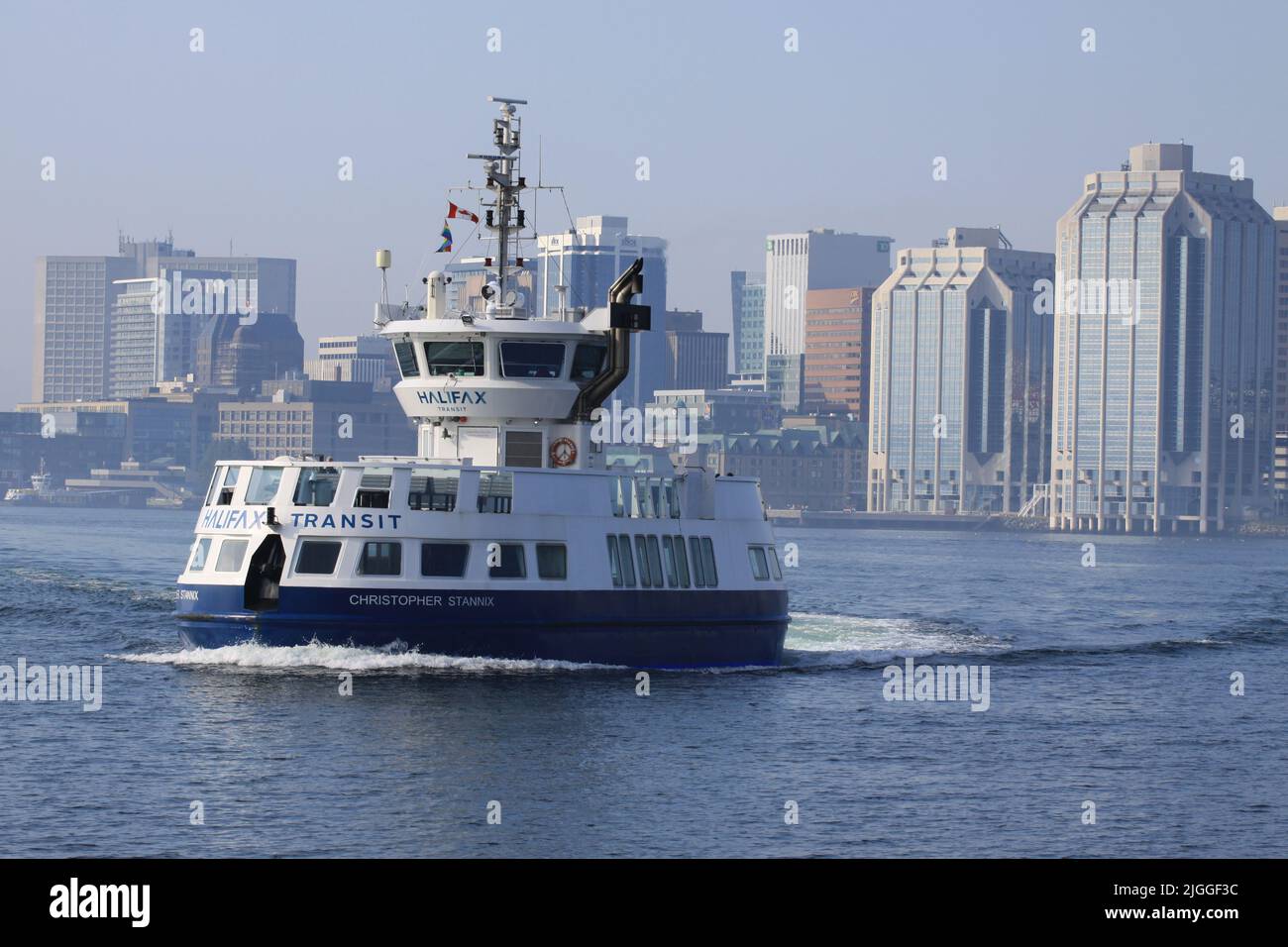 Halifax harbour during summer with ferries and war ships Stock Photo
