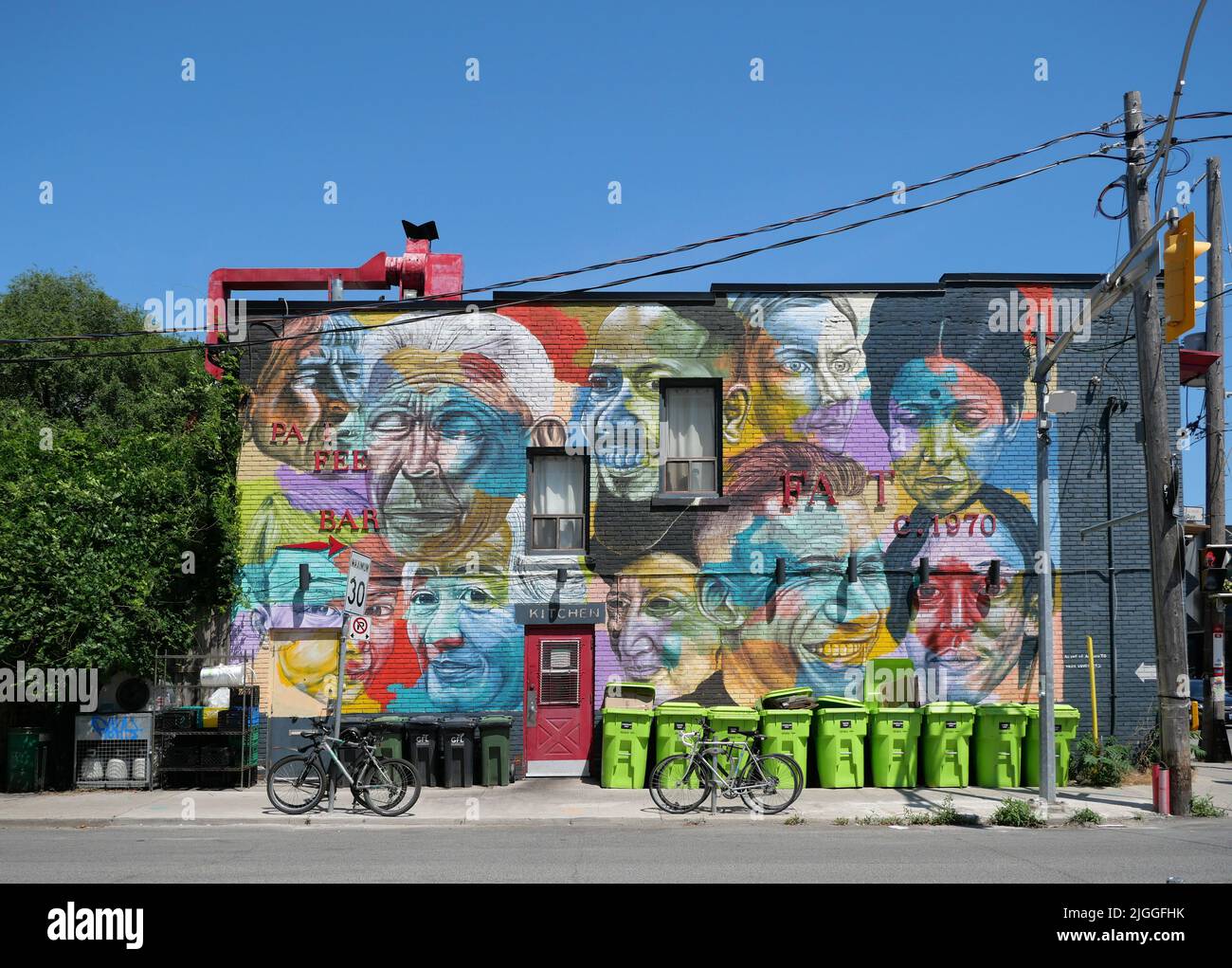 Colorful mural painted onto the wall of the building housing the Fat Pasha middle eastern restaurant in Toronto Stock Photo