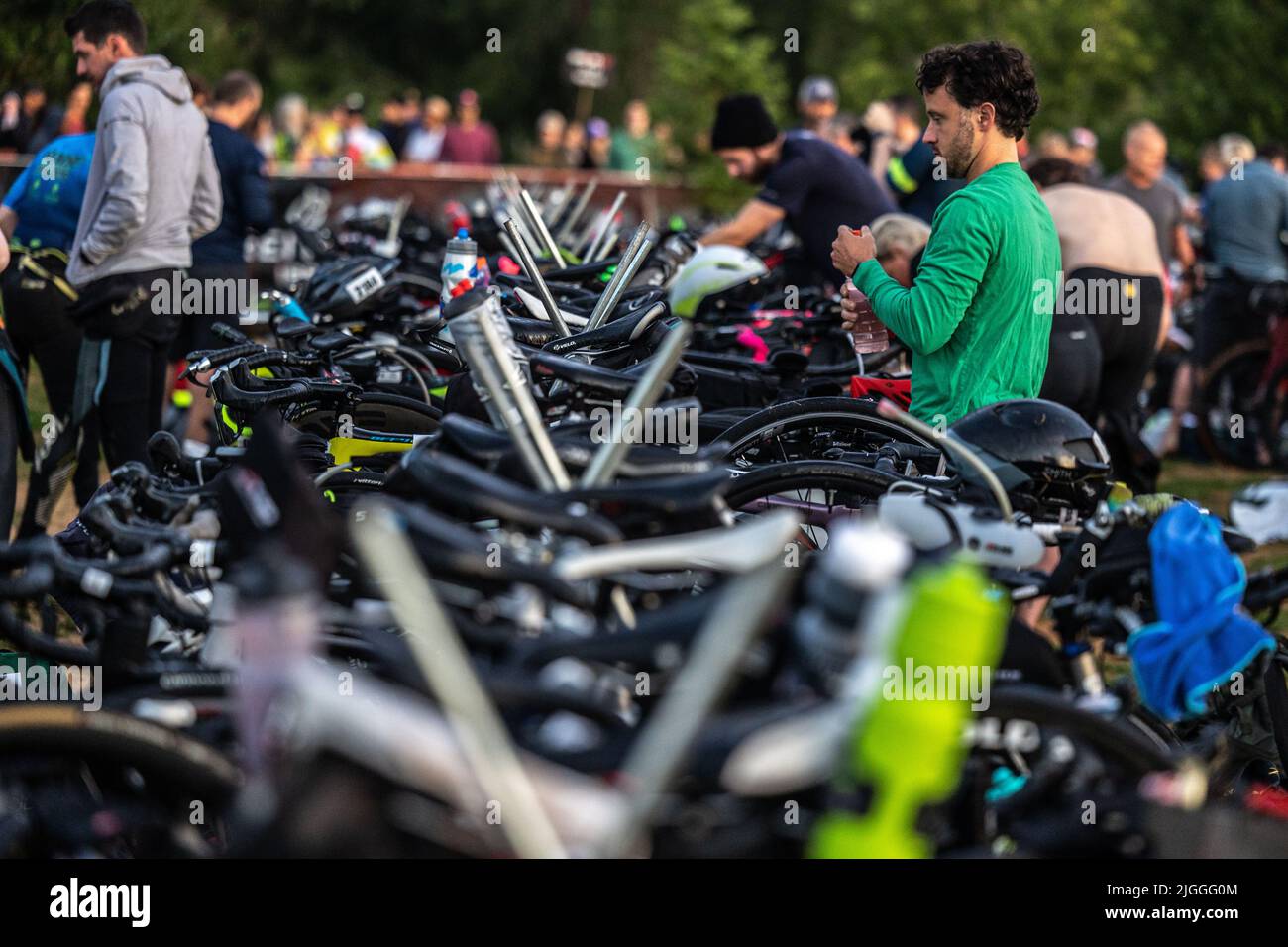 July 10, 2022, Salem, Oregon, USA Bikes lined up, waiting for their