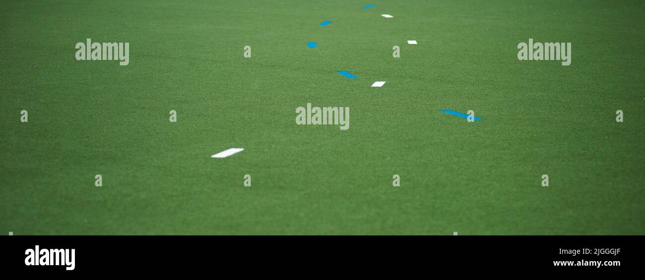 The lines are there for a reason. Closeup shot of markings on a hockey field Stock Photo Alamy