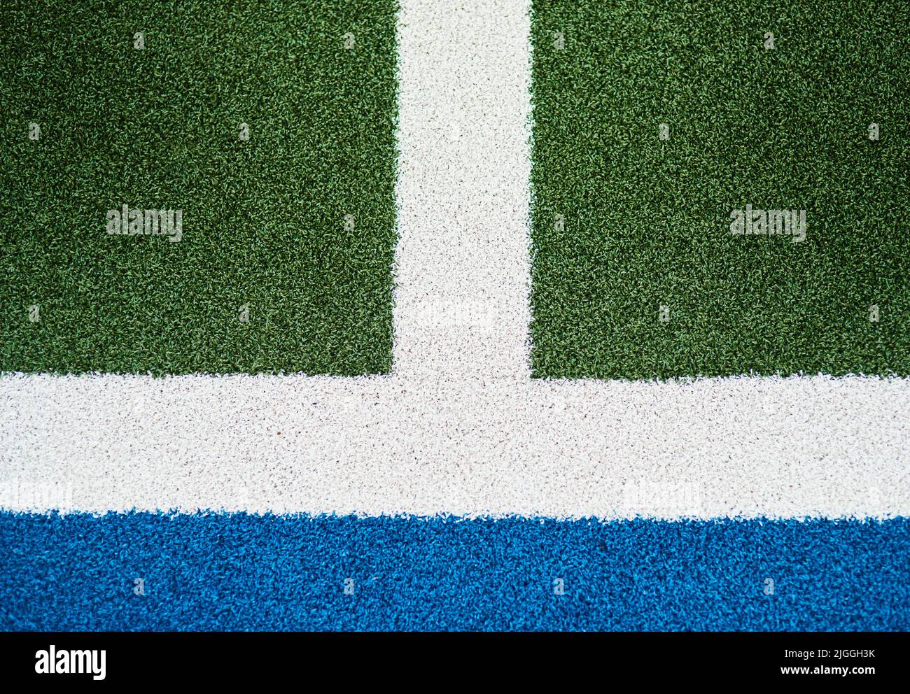 Its a great day for hockey. Closeup shot of markings on a hockey field. Stock Photo