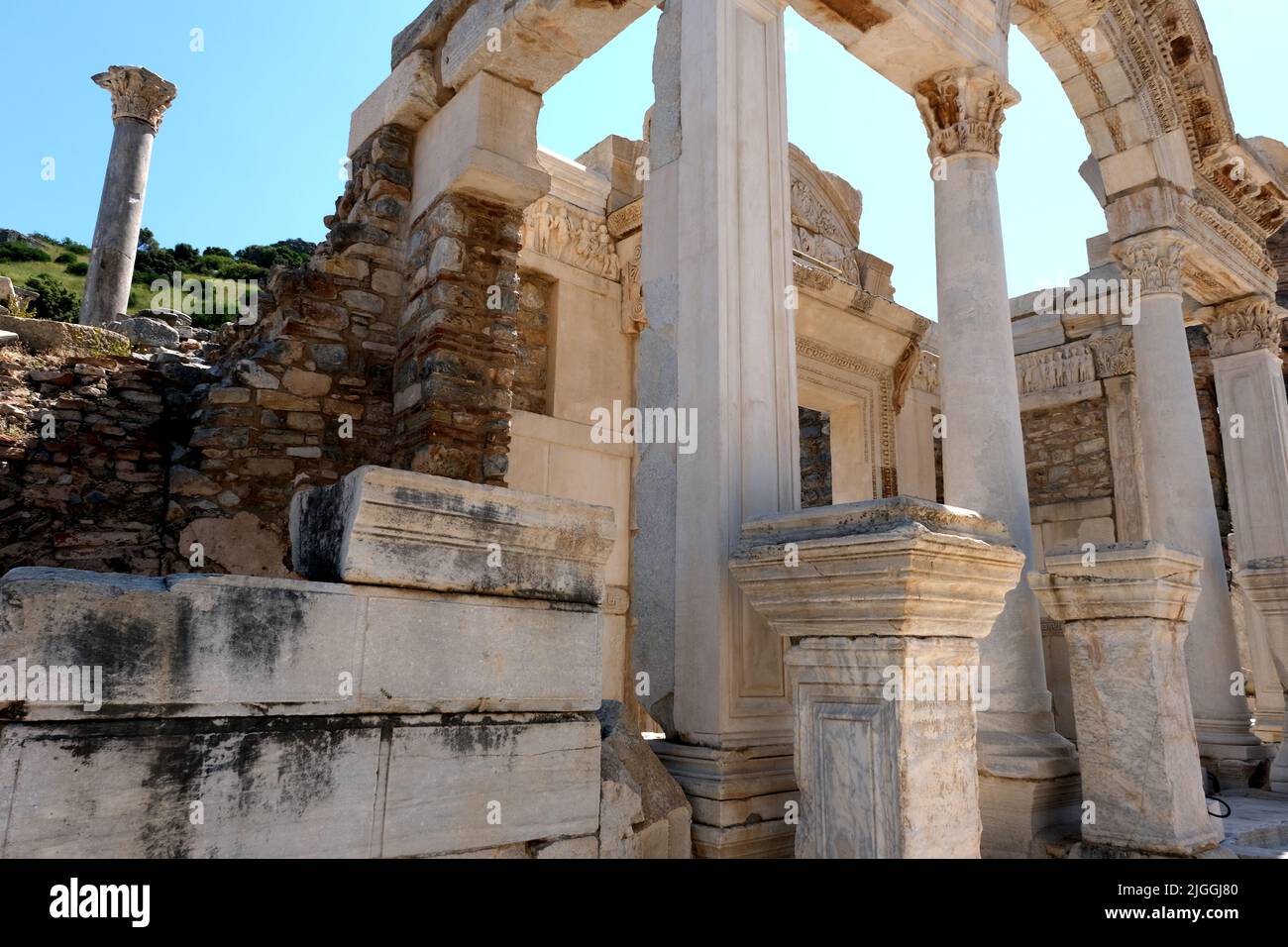 Ruins at the once great city of Ephesus in Turkey Stock Photo