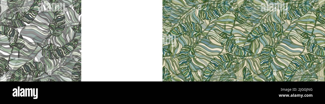 Tropical banana leaf seamless pattern. Jungle leaves background ...