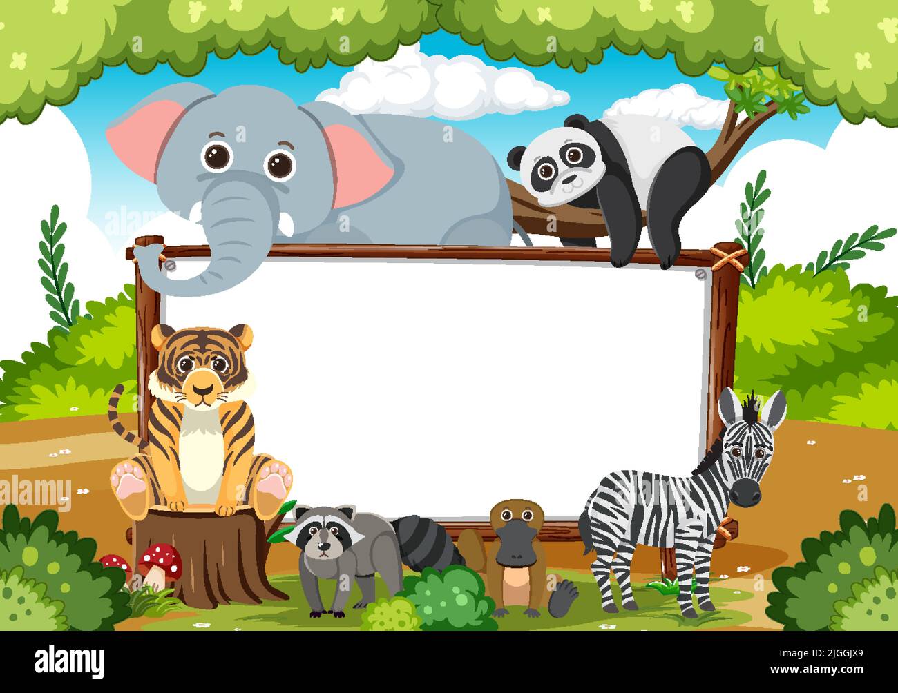 Blank board with wild animals illustration Stock Vector Image & Art - Alamy