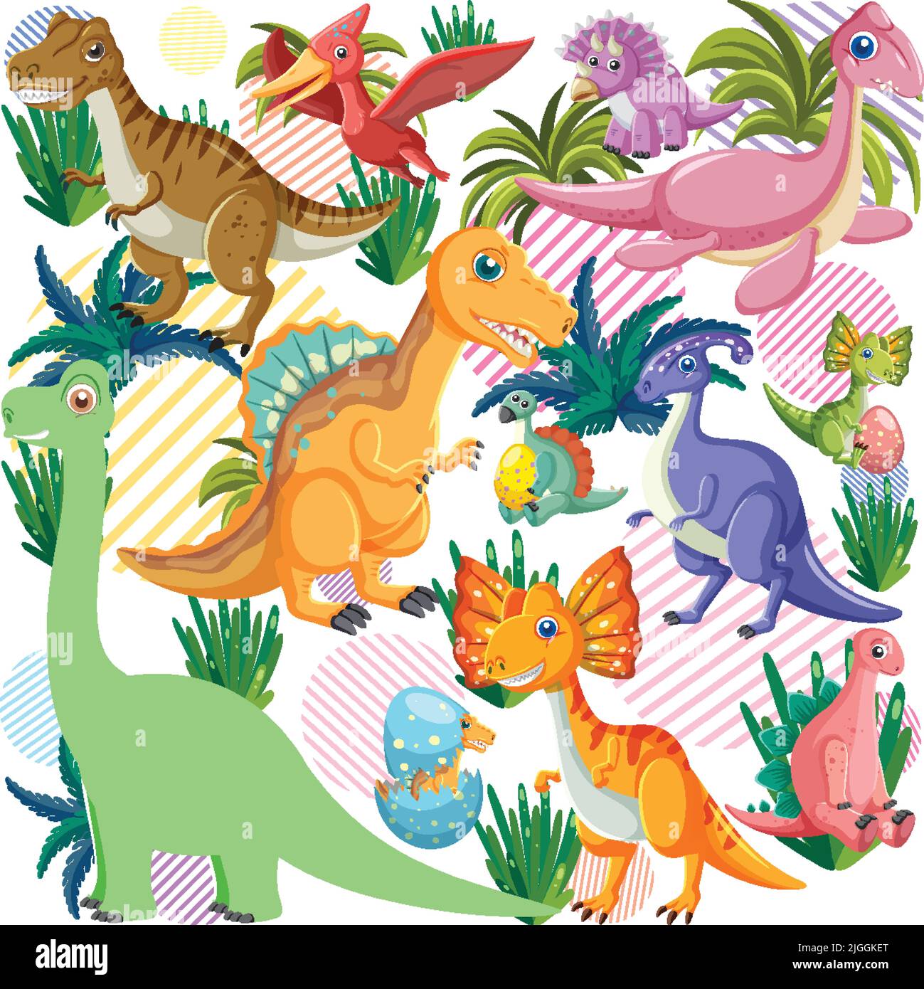 Cute dinosaur seamless pattern illustration Stock Vector Image & Art ...